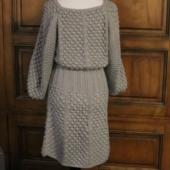 Vintage Sweater Gray Wool Blend Dress #542 - Picture 5 of 6